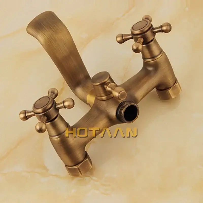 Antique brass vintage shower head kit bathroom faucet with ceramic handles