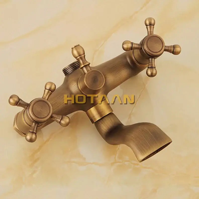 Antique brass vintage shower head kit bathroom faucet with ceramic handles