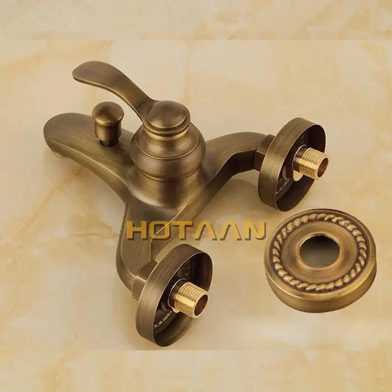 Antique brass ornate shower head kit bathroom vintage faucet