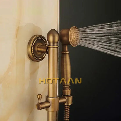 Antique brass ornate shower head kit bathroom vintage faucet