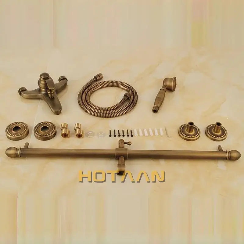 Antique brass ornate shower head kit bathroom vintage faucet