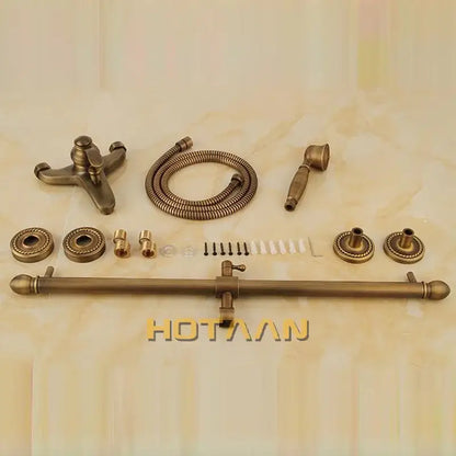 Antique brass ornate shower head kit bathroom vintage faucet