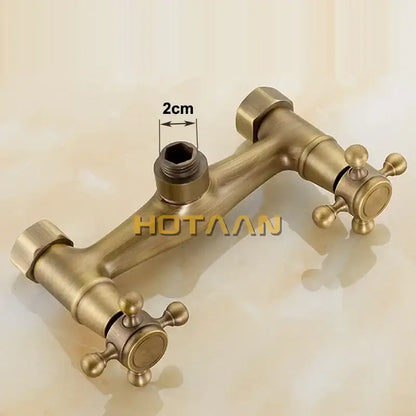 Antique brass hand held shower kit bathroom cross handle faucet