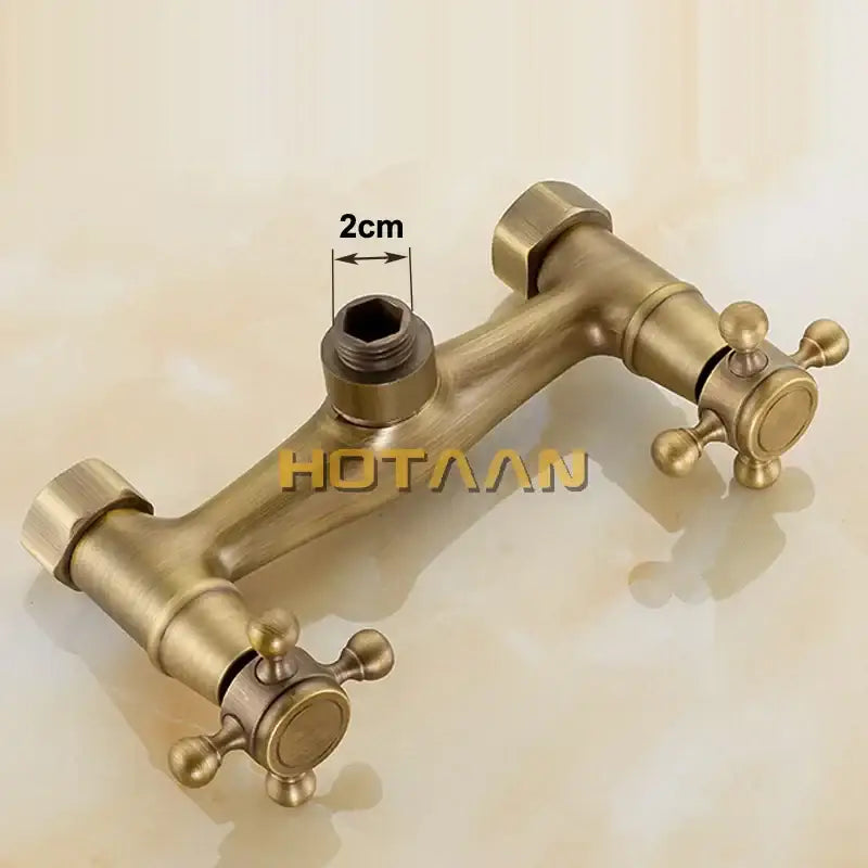 Antique brass hand held shower kit bathroom cross handle faucet