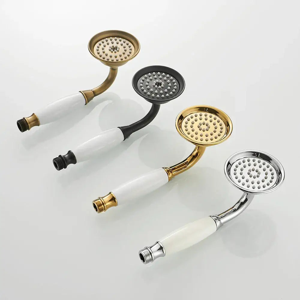 Antique brass and white ceramic hand held shower bathroom faucet