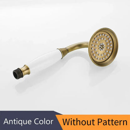 Antique brass and white ceramic hand held shower bathroom faucet