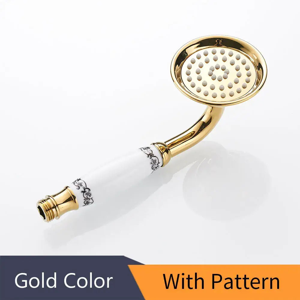 Antique brass and white ceramic hand held shower bathroom faucet