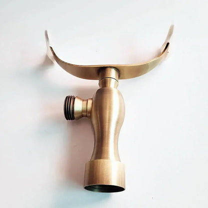 Antique brass dual arm hand shower holder bracket bathroom wall mount