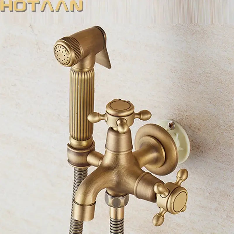 Antique brass handheld bidet sprayer set for bathroom