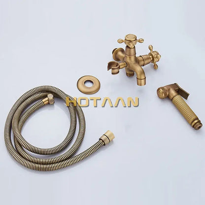 Antique brass handheld bidet sprayer set for bathroom