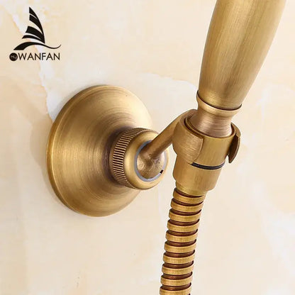 Antique brass handheld shower holder swivel mount for bathroom