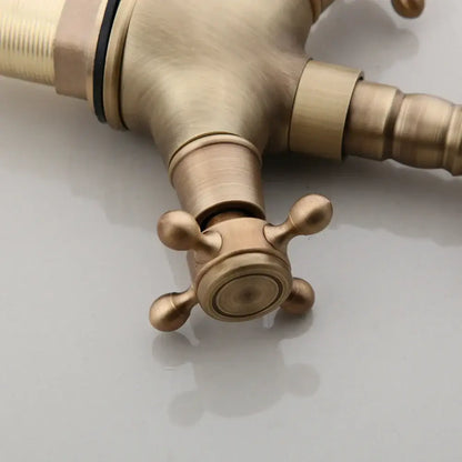 Antique brass swivel mixer tap with cross handles for kitchen or bath