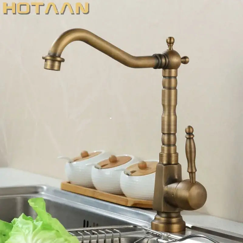 Antique brass kitchen faucet with 360 swivel basin sink mixer tap