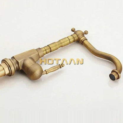 Antique brass kitchen faucet with 360 swivel basin sink mixer tap