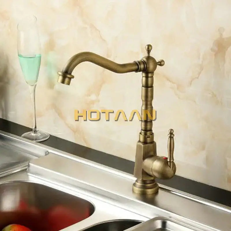 Antique brass kitchen faucet with 360 swivel basin sink mixer tap