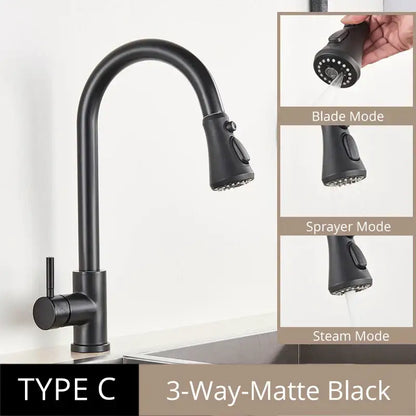 Antique brass kitchen faucet with pull out spray mixer tap