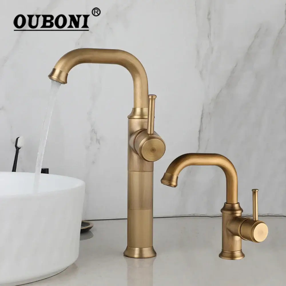 Antique brass & oil rubbed bronze bathroom faucet mixer tap