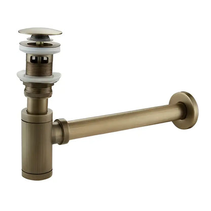 Modern antique brass bathroom sink drain kit with white seals