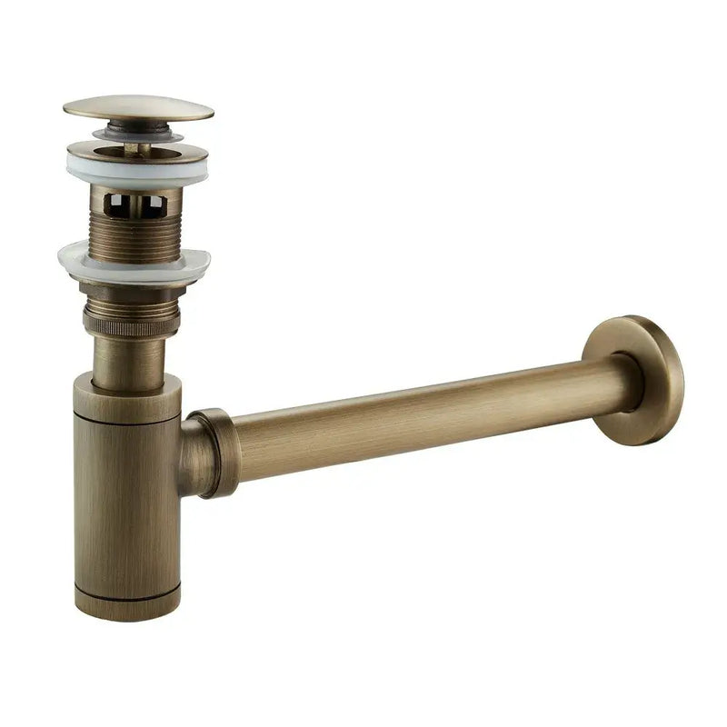 Modern antique brass bathroom sink drain kit with white seals