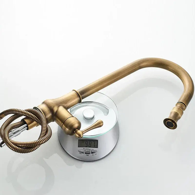 Antique brass pull out kitchen faucet with stream sprayer – kitchen