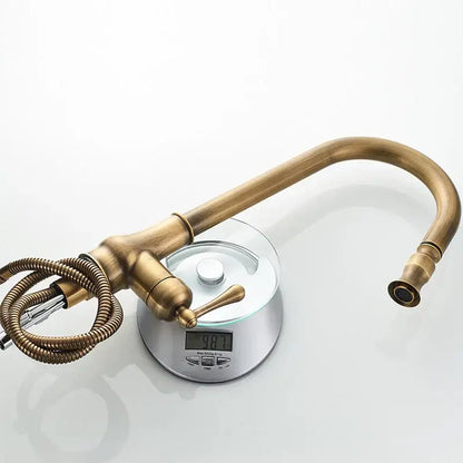 Antique brass pull out kitchen faucet with stream sprayer – kitchen