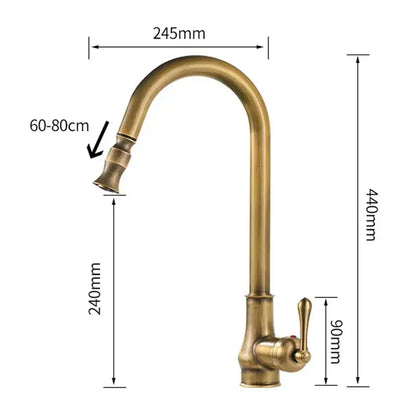 Antique brass pull out kitchen faucet with stream sprayer – kitchen