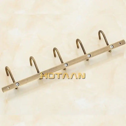 Antique brass robe hook rack – bathroom wall mount with 5 hooks