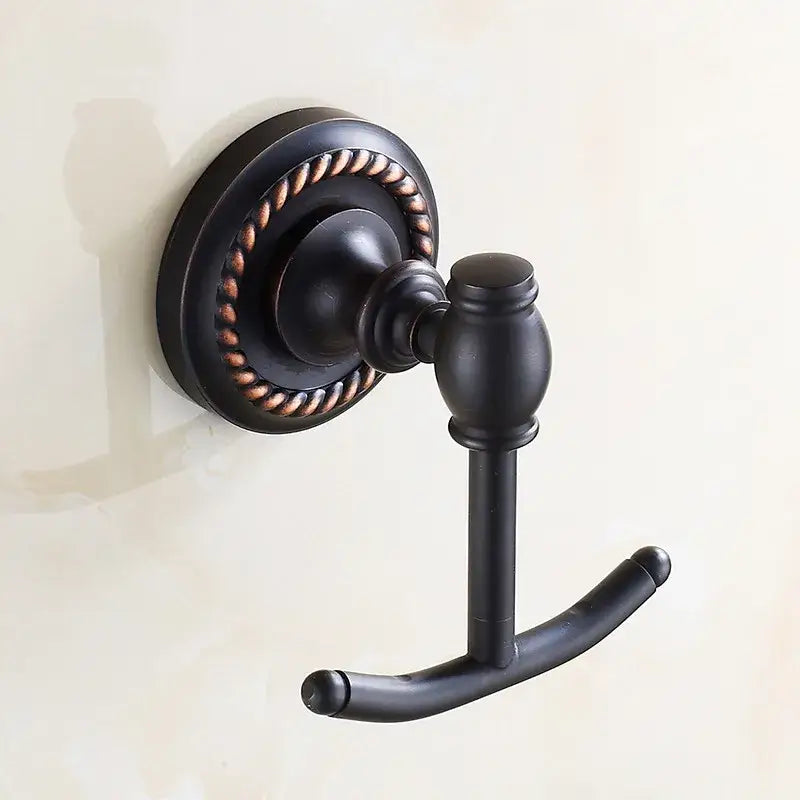 Antique brass robe hook ornate double towel hanger for bathroom