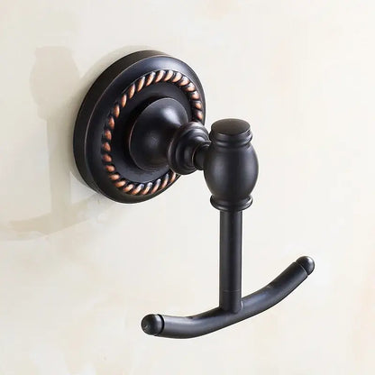 Antique brass robe hook ornate double towel hanger for bathroom