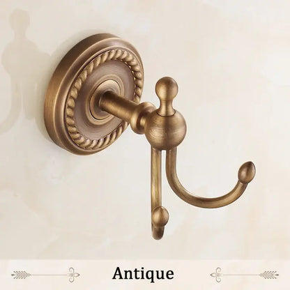 Antique brass robe hook ornate double towel hanger for bathroom