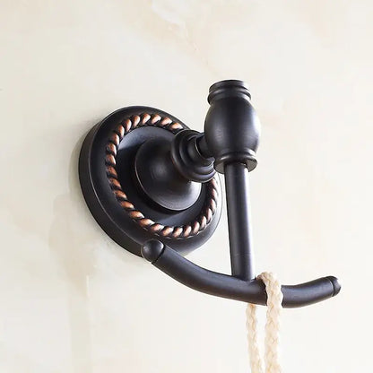 Antique brass robe hook ornate double towel hanger for bathroom