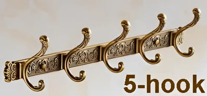 Antique brass robe hook ornate wall mount bathroom towel holder