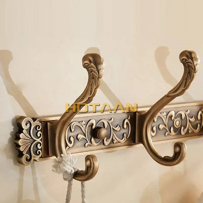 Antique brass robe hook ornate wall mount bathroom towel holder