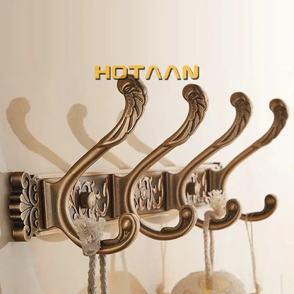Antique brass robe hook ornate wall mount bathroom towel holder