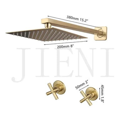 Antique brass round rainfall shower faucet set bathroom fixtures