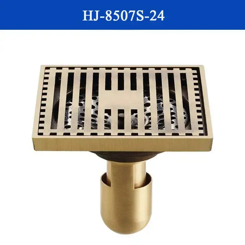 Antique brass shower drain with engraved chinese motifs bathroom cover