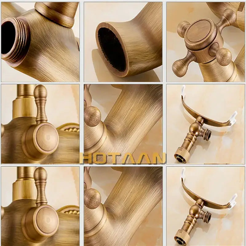 Antique brass shower faucet kit with handheld spray bathroom faucet