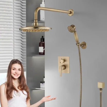 Antique brass shower faucet set with handheld spray – bathroom kit