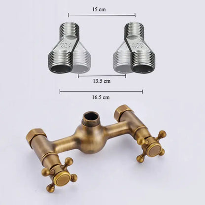 Antique brass shower faucet set bathroom rainfall head and handheld spray
