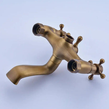 Vintage antique brass shower faucet set bathroom rainfall system