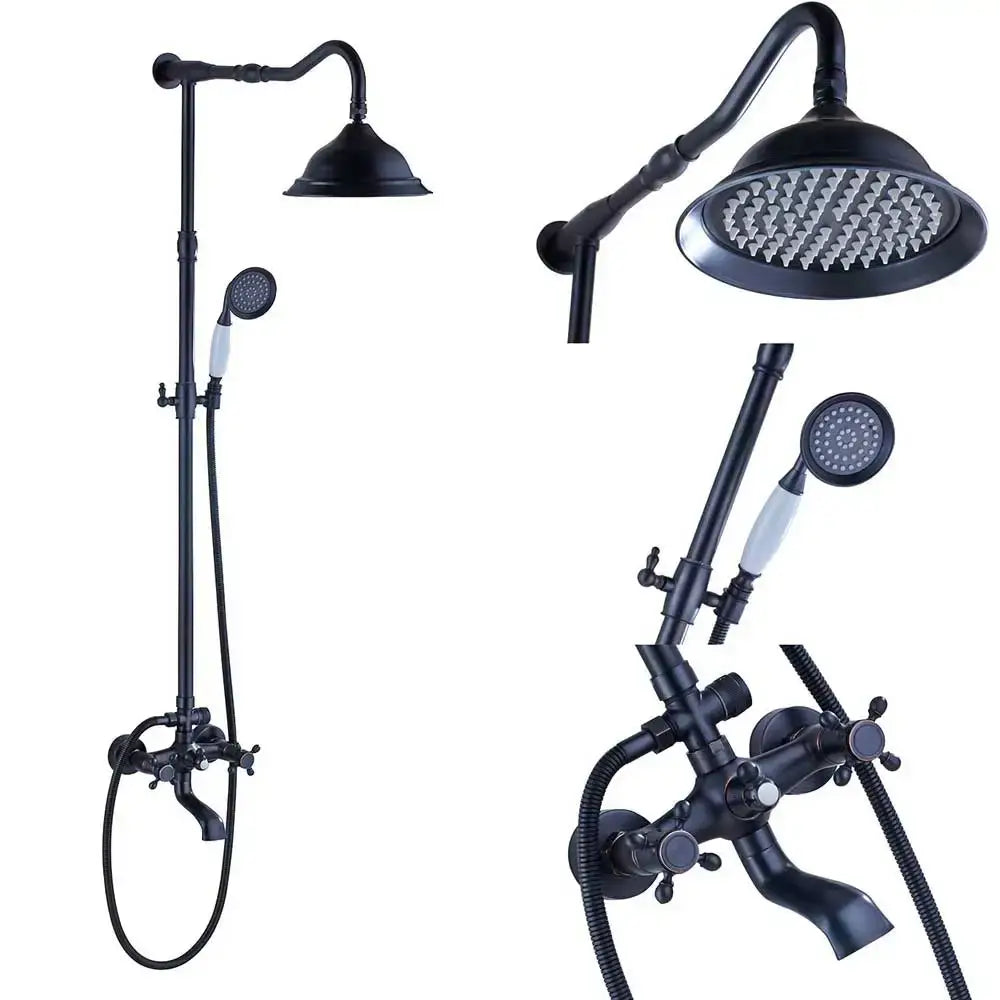 Vintage antique brass shower faucet set bathroom rainfall system