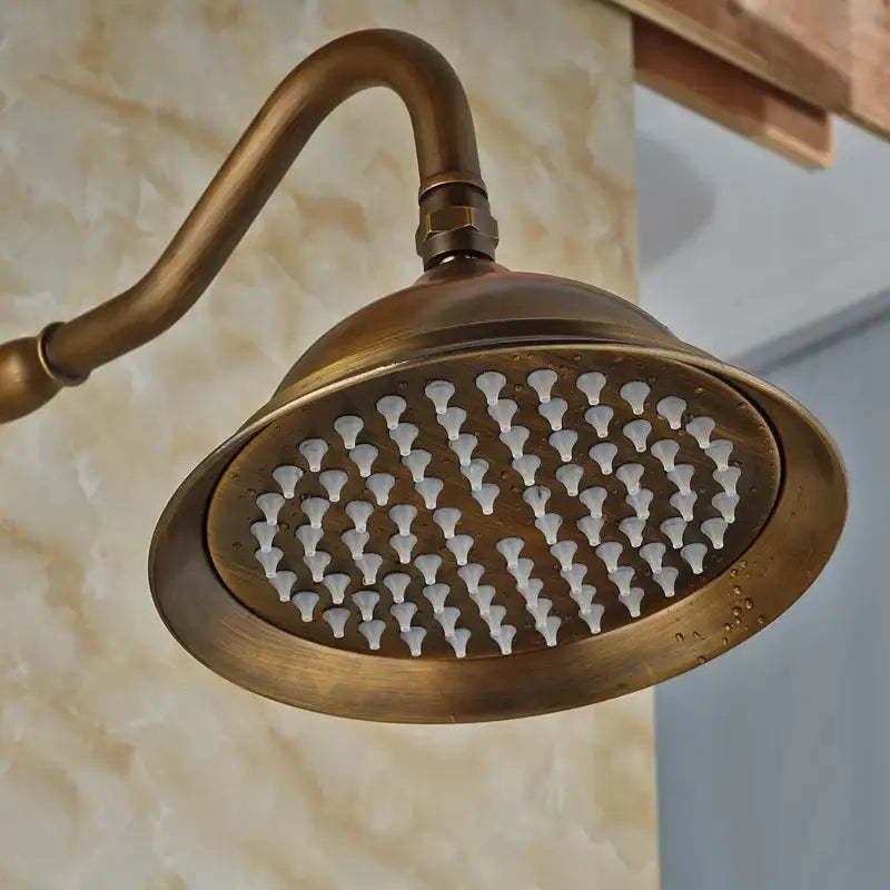Vintage antique brass shower faucet set bathroom rainfall system