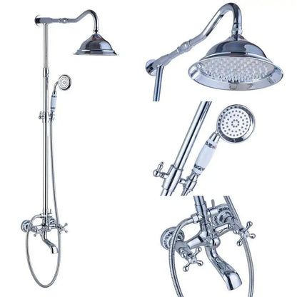 Vintage antique brass shower faucet set bathroom rainfall system