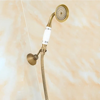 Antique brass shower faucet set with handheld sprayer bathroom rainhead