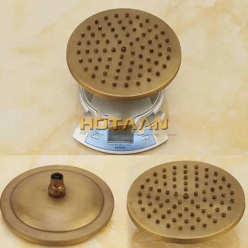 Antique brass shower faucet set with rainfall head for bathroom