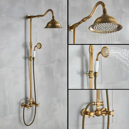 Vintage antique brass shower faucet with ceramic hand spray bathroom