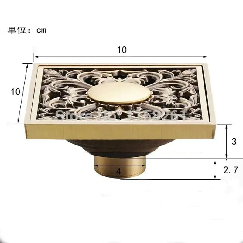 Antique brass shower floor drain bathroom waste strainer