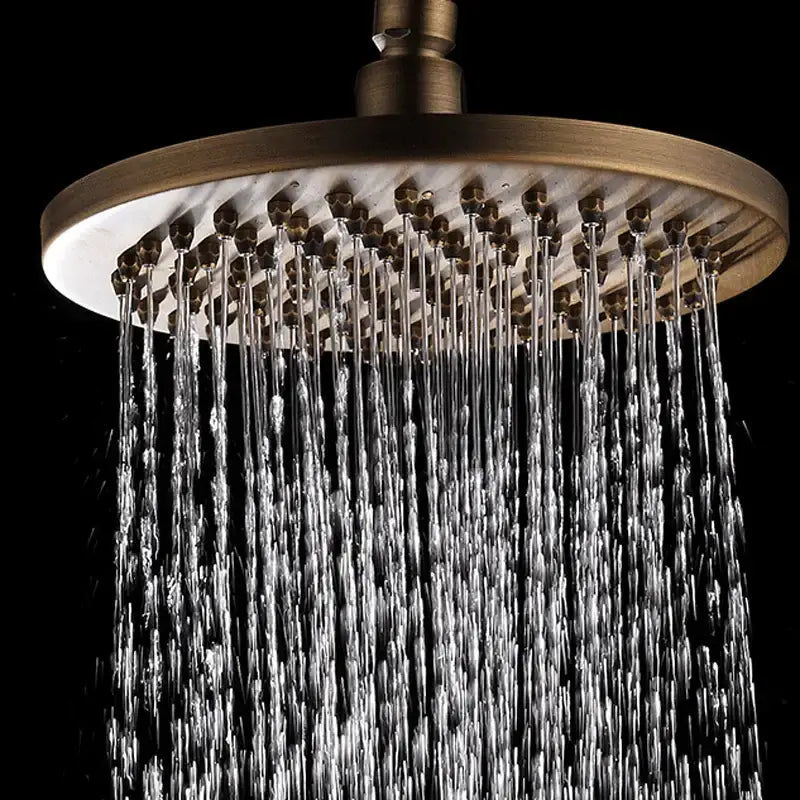 Antique brass shower set with ceramic handheld sprayer for bathroom