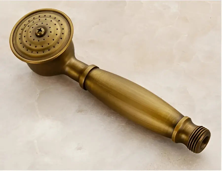 Antique brass shower set with ceramic handheld sprayer for bathroom