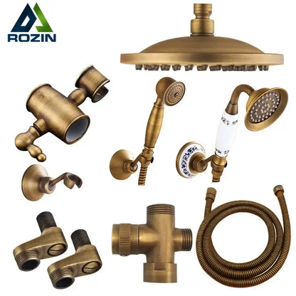 Antique brass shower set with handheld sprayer – bathroom kit